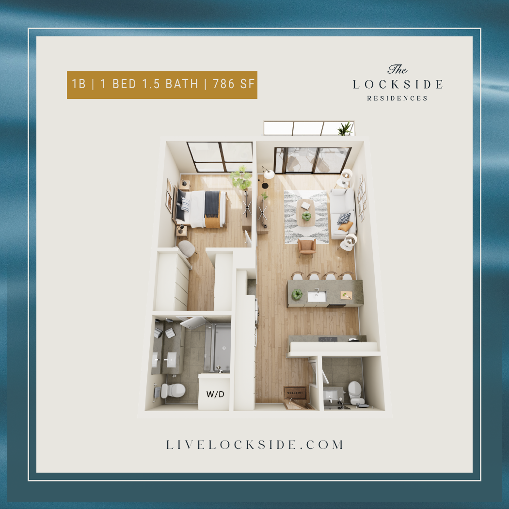 1B 3D floor plan